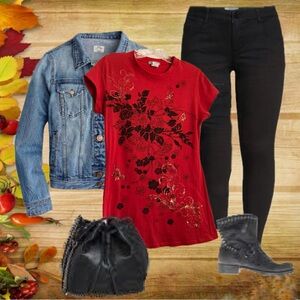 Vintage Bling Butterfly Floral Cotton Tee